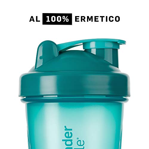 BlenderBottle Classic Botella de agua | Botella mezcladora de batidos de proteínas | con batidor Blenderball | libre de BPA | 820ml - Teal