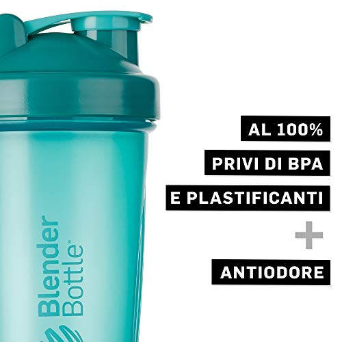 BlenderBottle Classic Botella de agua | Botella mezcladora de batidos de proteínas | con batidor Blenderball | libre de BPA | 820ml - Teal BlenderBottle Classic Botella de agua | Botella mezcladora de batidos de proteínas | con batidor Blenderball | libre de BPA | 820ml - Teal