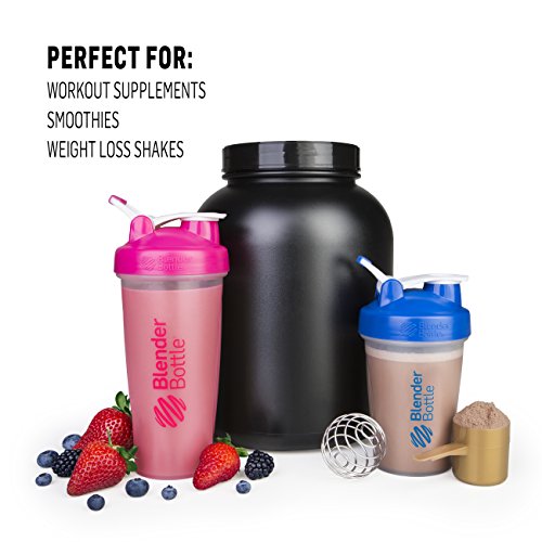 BlenderBottle Classic Loop - Botella Mezcladora de Batidos de proteínas con batidor Blenderball, Rosa (Pink), 590ml