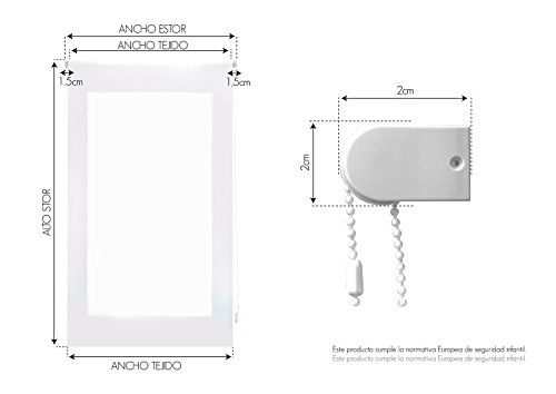 Blindecor - Estor Enrollable, Tela , Rosa con motas blancas, 130 x 180 cm