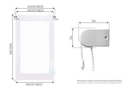 Blindecor - Estor Enrollable, Tela , Rosa con motas blancas, 130 x 180 cm Blindecor - Estor Enrollable, Tela , Rosa con motas blancas, 130 x 180 cm