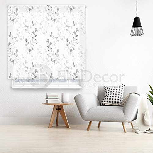 Blindecor Estor Enrollable translúcido Digital, Polyester, Blanco (Flores), 130 X 180 cm
