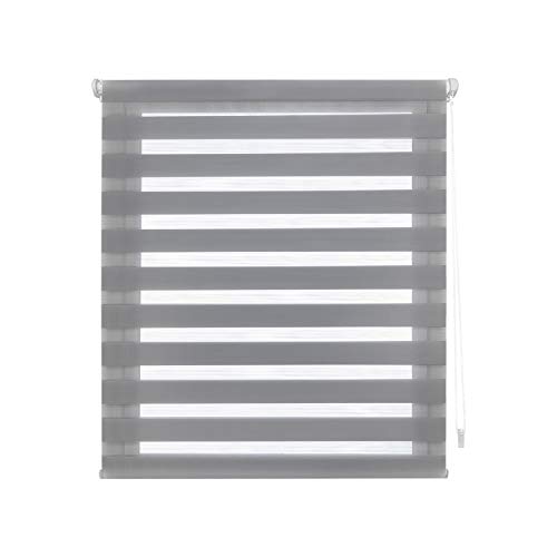 Blindecor - Indus, Sin Herramientas, Estor enrollable de doble capa, Noche y Día, Gris Plata, 140X180 cm (ancho x largo) Blindecor - Indus, Sin Herramientas, Estor enrollable de doble capa, Noche y Día, Gris Plata, 140X180 cm (ancho x largo)
