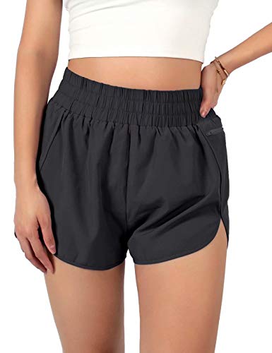 Blooming Jelly Pantalones cortos de deporte para mujer, de secado rápido, 2 en 1, con bolsillos, 3,5 cm Negro S