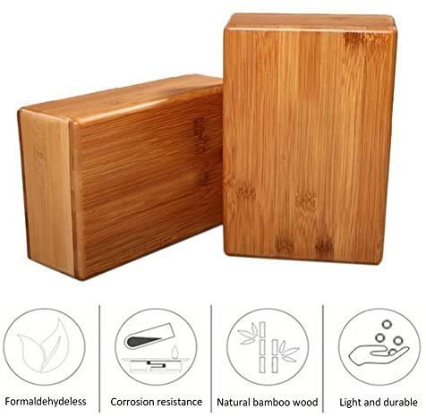 Bloque para yoga, bloque de madera de bambú para yoga, soporte para mejorar posturas, mejorar la fuerza, el equilibrio y la flexibilidad, inocuo, inodoro y resistente al agua