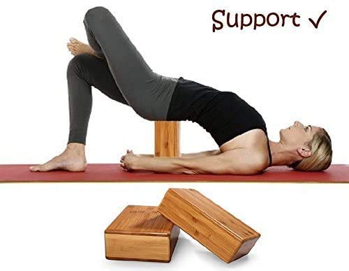 Bloque para yoga, bloque de madera de bambú para yoga, soporte para mejorar posturas, mejorar la fuerza, el equilibrio y la flexibilidad, inocuo, inodoro y resistente al agua
