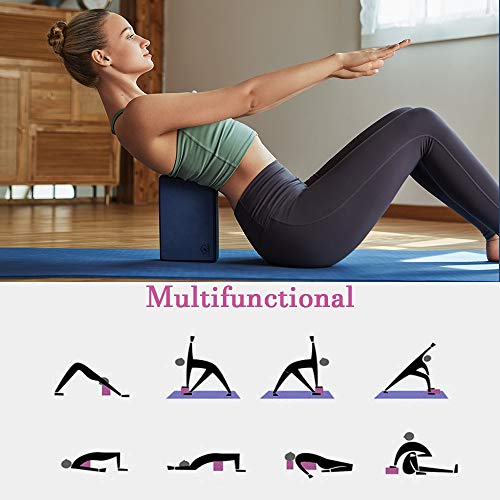 Bloque Yoga de Espuma EVA 2 Unidades, YUNMAI Set de Ladrillos de Yoga de Alta Densidad Antideslizante Inodoro Ecológico No Tóxico para Mejora de Equilibrio Flexibilidad de Pilates Yoga Meditación Azul