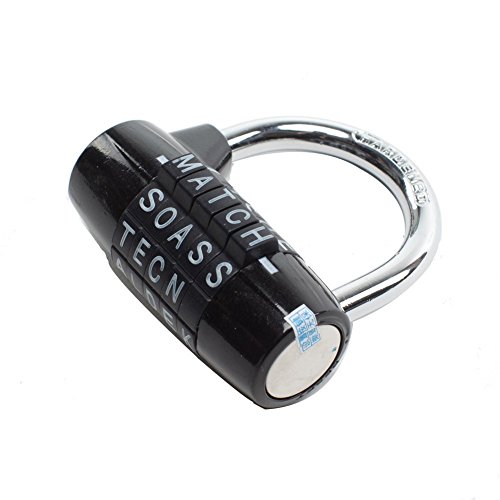 Bloqueo de 5 letras Bloqueo de código Gabinete grande de gimnasio Vestuario con candado Candado de protección Wordlock PL-004-BK Candado combinado de 5 llaves, Negro