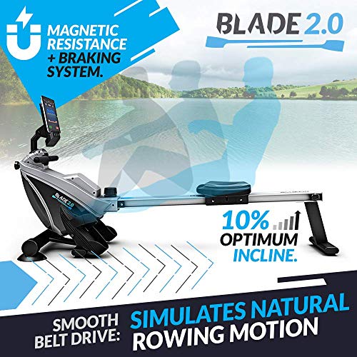 Bluefin Fitness como remar en un Lago sin Salir de casa. La Máquina de Remo Plegable te da 8 Niveles de Resistencia magnética Regulable, transmisión Suave, Pantalla LCD, aplicación para Smartphone.