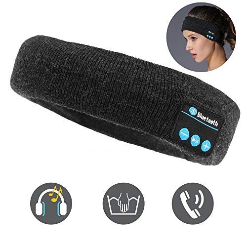 Bluetooth Headband Inalámbrico Bluetooth Calidad Algodón Banda para El Sudor Deportes Unisex Sudor Diadema Runnning Baloncesto Yoga Banda para El Cabello Banda Elástica para La Cabeza-Gris Oscuro