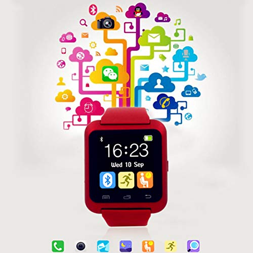 Bluetooth Smartwatch U8 Reloj Inteligente Reloj de Pulsera Reloj Deportivo Digital Reloj para teléfono Android Dispositivo portátil usable (Rojo)