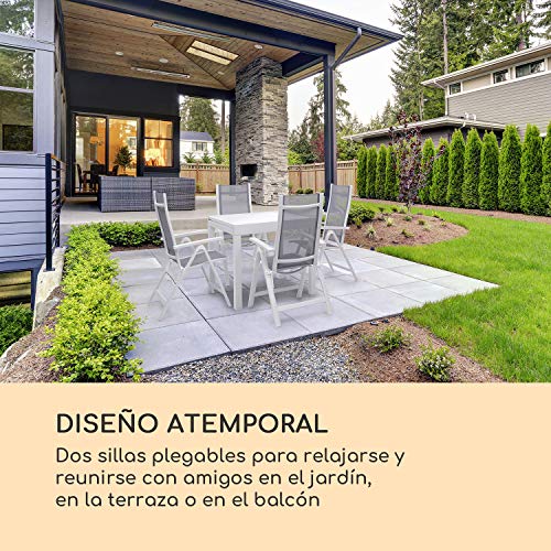 Blumfeldt Cádiz Garden Chair - Dos sillas de jardín, Plegables, Estructura Aluminio, Protección Pintura en Polvo, Tela 2x2 MTS. de Secado rápido, Respaldo 7 Posiciones, Blanco/Gris Claro Blumfeldt Cádiz Garden Chair - Dos sillas de jardín, Plegables, Estructura Aluminio, Protección Pintura en Polvo, Tela 2x2 MTS. de Secado rápido, Respaldo 7 Posiciones, Blanco/Gris Claro