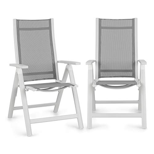 Blumfeldt Cádiz Garden Chair - Dos sillas de jardín, Plegables, Estructura Aluminio, Protección Pintura en Polvo, Tela 2x2 MTS. de Secado rápido, Respaldo 7 Posiciones, Blanco/Gris Claro Blumfeldt Cádiz Garden Chair - Dos sillas de jardín, Plegables, Estructura Aluminio, Protección Pintura en Polvo, Tela 2x2 MTS. de Secado rápido, Respaldo 7 Posiciones, Blanco/Gris Claro