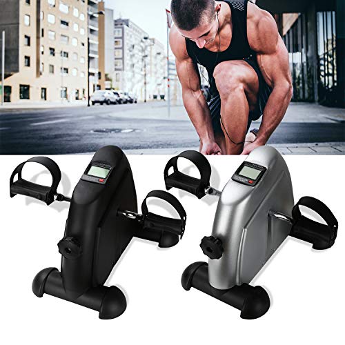 BMOT Pedales Estaticos, Pedaleador Estaticos, Mini Bicicleta, Estáticas, Ejercitador de Pedal para Entrenamiento de Brazos y Piernas, LCD Pantalla, Resistencia Ajustable, Negro