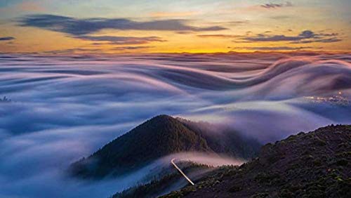 Bmstjk Rompecabezas de 1000 Piezas, Nubes Que fluyen sobre el Atlántico Rompecabezas de Madera, Juguete de Entretenimiento para Adultos - Canarias Scenery