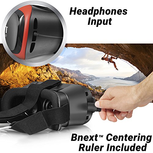 Bnext Gafas VR Compatible con iPhone y Android, Gafas Realidad Virtual para Movil - Disfruta de los Mejores Juegos y Videos RV, 360 y 3D, de Máxima Calidad y con la Mayor Comodidad (Red)