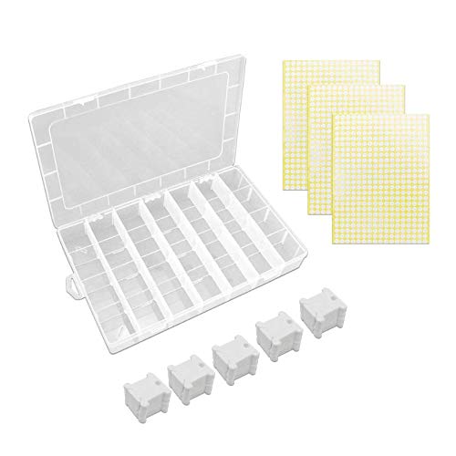 Bobinas para Hilo 100 Piezas & 3 Hojas Pegatina Redonda & Caja de Almacenamiento para Bordar a Punto de Cruz Manualidades Plástico Bobinas para Hilo 100 Piezas & 3 Hojas Pegatina Redonda & Caja de Almacenamiento para Bordar a Punto de Cruz Manualidades Plástico