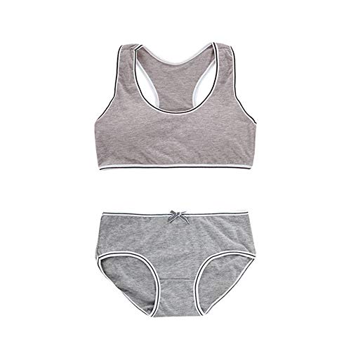BOBORA Ropa Interior para Niñas Sujetador Deportivo Sin Costuras Ajustable con Braguitas para Niñas 8-18Años BOBORA Ropa Interior para Niñas Sujetador Deportivo Sin Costuras Ajustable con Braguitas para Niñas 8-18Años