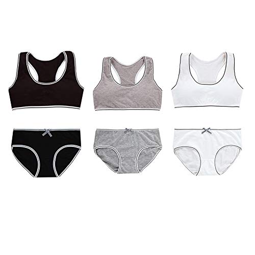 BOBORA Ropa Interior para Niñas Sujetador Deportivo Sin Costuras Ajustable con Braguitas para Niñas 8-18Años BOBORA Ropa Interior para Niñas Sujetador Deportivo Sin Costuras Ajustable con Braguitas para Niñas 8-18Años