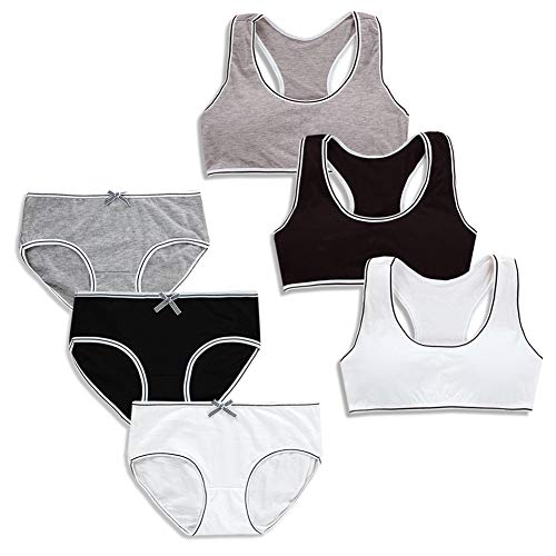 BOBORA Ropa Interior para Niñas Sujetador Deportivo Sin Costuras Ajustable con Braguitas para Niñas 8-18Años BOBORA Ropa Interior para Niñas Sujetador Deportivo Sin Costuras Ajustable con Braguitas para Niñas 8-18Años