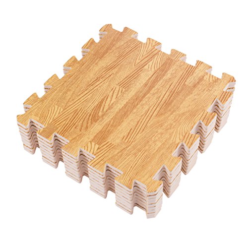 BodenMax CRS804909-3030-18 Tapete colchoneta Protectora de Espuma para Gimnasio Yoga o habitacion de niños 30x30x1 cm 18 Piezas de Color Madera