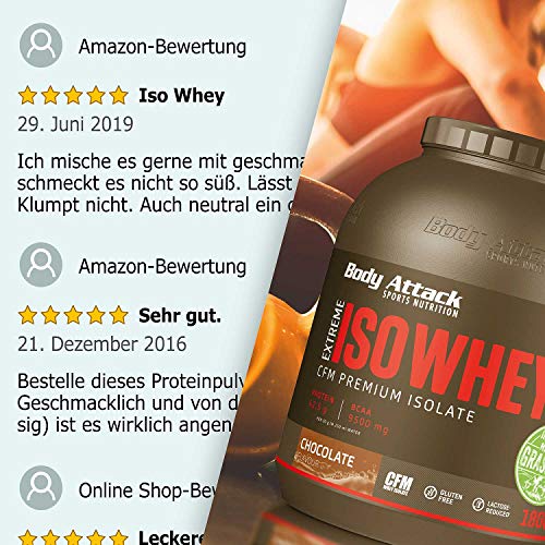 Body Attack Extreme Iso Whey, CFM Aislado de proteína de suero de leche de sauce irlandés 100%, sin gluten, rico en AEA, bajo en grasas, 90,6% de contenido de aislado (cookies n cream, 500g) Body Attack Extreme Iso Whey, CFM Aislado de proteína de suero de leche de sauce irlandés 100%, sin gluten, rico en AEA, bajo en grasas, 90,6% de contenido de aislado (cookies n cream, 500g)