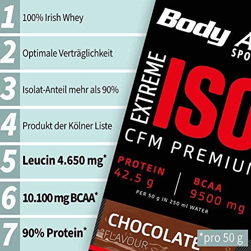 Body Attack Extreme Iso Whey, CFM Aislado de proteína de suero de leche de sauce irlandés 100%, sin gluten, rico en AEA, bajo en grasas, 90,6% de contenido de aislado (cookies n cream, 500g) Body Attack Extreme Iso Whey, CFM Aislado de proteína de suero de leche de sauce irlandés 100%, sin gluten, rico en AEA, bajo en grasas, 90,6% de contenido de aislado (cookies n cream, 500g)