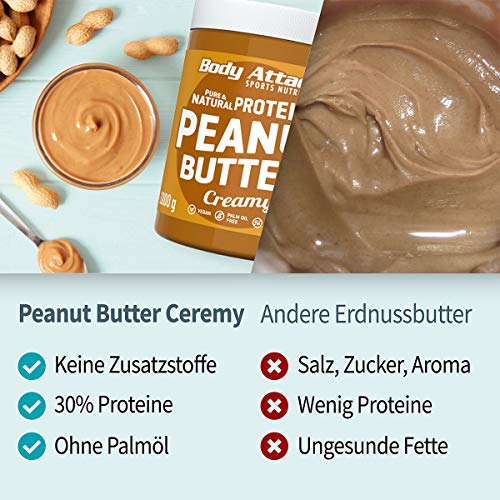 Body Attack Peanut Butter Natural 30% Protein Sugar & Fat Free Smooth Creamy 1 kg Body Attack Peanut Butter Natural 30% Protein Sugar & Fat Free Smooth Creamy 1 kg