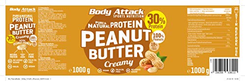 Body Attack Peanut Butter Natural 30% Protein Sugar & Fat Free Smooth Creamy 1 kg Body Attack Peanut Butter Natural 30% Protein Sugar & Fat Free Smooth Creamy 1 kg