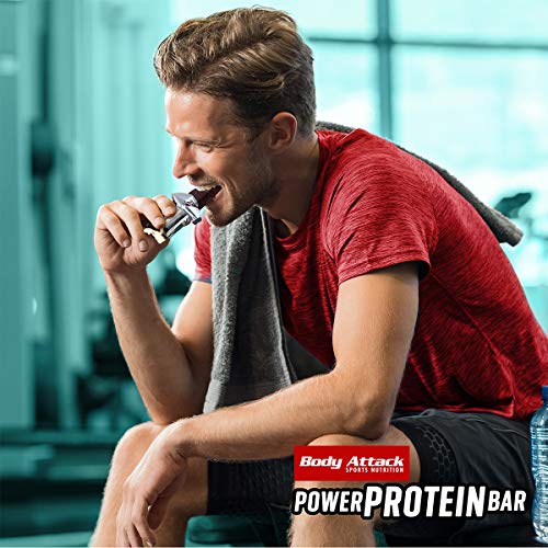 Body Attack- Power Protein Bar, Barra proteica con L-Carnitina y Vitaminas 24x35g, chocolate