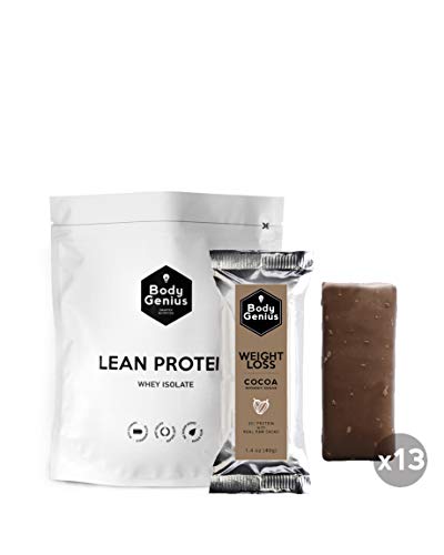BODY GENIUS Pack Lean Protein (Dulce Cacao) + Barritas Proteicas (Chocolate). Ideal post-entreno. Con Proteína Aislada de Suero de Leche CFM Profesional.