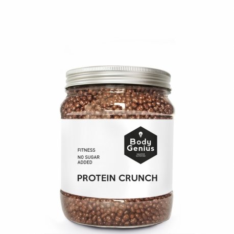 BODY GENIUS Protein Crunch (Chocoavellana). 500g. Cereales Proteicos. Bolitas de Proteína Recubiertas de Chocolate Sin Azúcar. Bajo en Hidratos. Snack Fitness. Hecho en España.