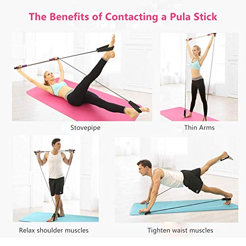 Bodybuilding Yoga Pilates Stick con barra de fuerza para el pie, gimnasio, resistencia para gimnasio, entrenamiento corporal completo, gimnasio, levantamiento de pesas, azul