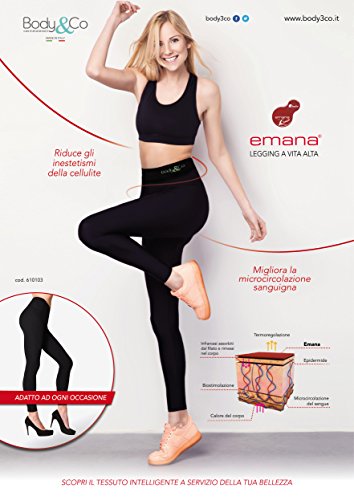 Body&Co Legging Deportivo Push-Up Emana Anti-cansancio Anti-Celulitis reafirmante Tejido Moldeador estimula la microcirculacion