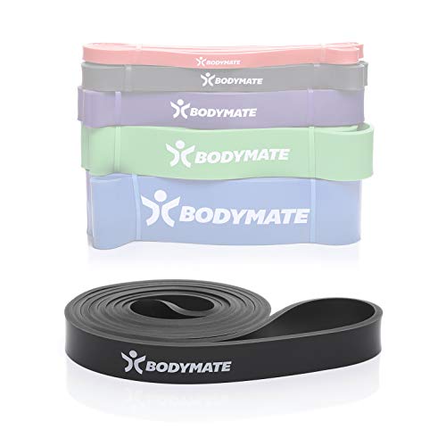 BODYMATE Banda de Fitness de 208 cm, Banda elástica de Resistencia de látex Natural para Entrenamiento de Fuerza, Resistencia, coordinación, flexibilidad y más, para Principiantes y Profesionales