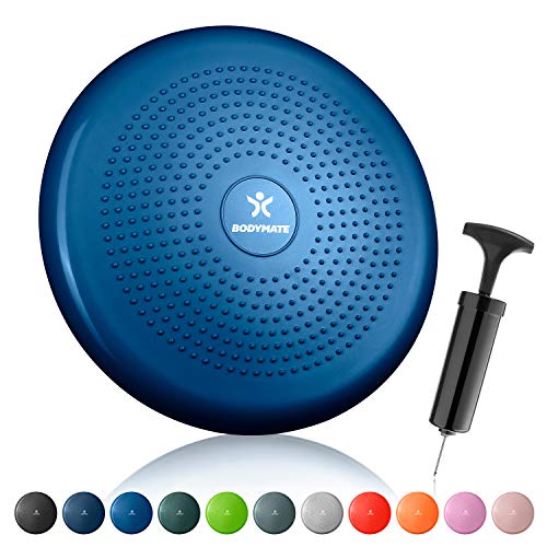BODYMATE Cojín de Equilibrio con bombín, diámetro 34 cm | Cojín propioceptivo, cojín inestable, cojín Hinchable | Entrenamiento de Tronco, Espalda, Fitness, rehabilitación, coordinación BODYMATE Cojín de Equilibrio con bombín, diámetro 34 cm | Cojín propioceptivo, cojín inestable, cojín Hinchable | Entrenamiento de Tronco, Espalda, Fitness, rehabilitación, coordinación