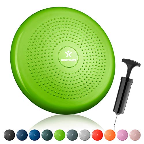 BODYMATE Cojín de Equilibrio con bombín, diámetro 34 cm | Cojín propioceptivo, cojín inestable, cojín Hinchable | Entrenamiento de Tronco, Espalda, Fitness, rehabilitación, coordinación BODYMATE Cojín de Equilibrio con bombín, diámetro 34 cm | Cojín propioceptivo, cojín inestable, cojín Hinchable | Entrenamiento de Tronco, Espalda, Fitness, rehabilitación, coordinación