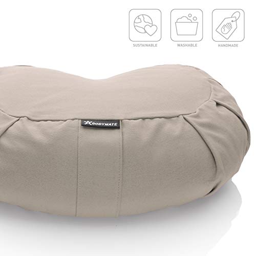 BODYMATE Cojín de Yoga Media Luna 42 cm Largo 30 cm Ancho 15 cm Alto | Relleno de cáscaras de Trigo sarraceno | Funda extragruesa y Lavable en Lavadora de algodón 100% | Cojín de meditación BODYMATE Cojín de Yoga Media Luna 42 cm Largo 30 cm Ancho 15 cm Alto | Relleno de cáscaras de Trigo sarraceno | Funda extragruesa y Lavable en Lavadora de algodón 100% | Cojín de meditación
