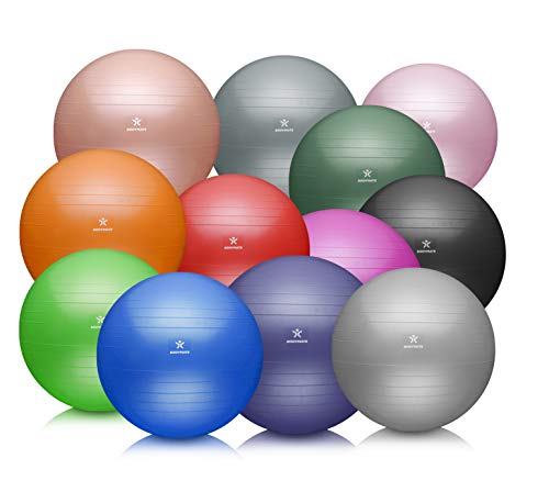 BODYMATE Pelota de Ejercicio para Fitnes | con bombín y Libro electrónico | con Sistema antirreventones BODYMATE Pelota de Ejercicio para Fitnes | con bombín y Libro electrónico | con Sistema antirreventones