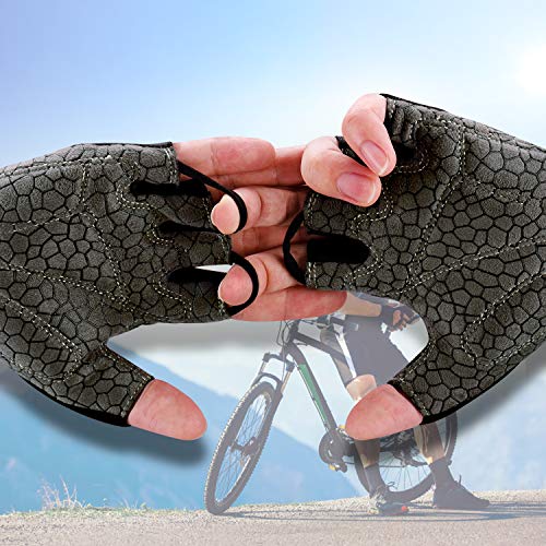 boildeg Guantes de Ciclismo de Bicicleta Guantes de Bicicleta de Carretera de Medio-Dedo para Hombres Mujeres Acolchado Antideslizante Transpirable (Negro, S)