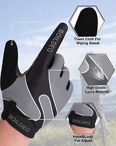 boildeg Guantes de Ciclismo Deportivos Gimnasio Guantes Unisex Guantes Gimnasio, Guantes MTB, Crossfit, Guantes con Dedos Descubiertos de Licra (Gris, M)