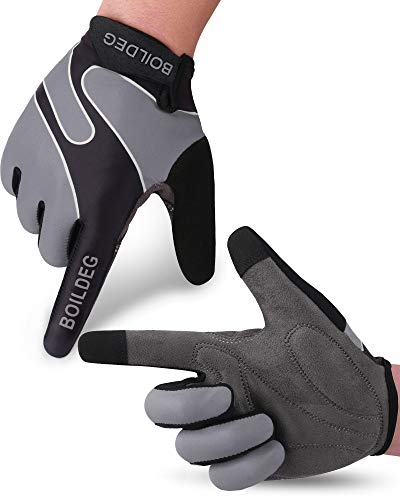 boildeg Guantes de Ciclismo Deportivos Gimnasio Guantes Unisex Guantes Gimnasio, Guantes MTB, Crossfit, Guantes con Dedos Descubiertos de Licra (Gris, M)