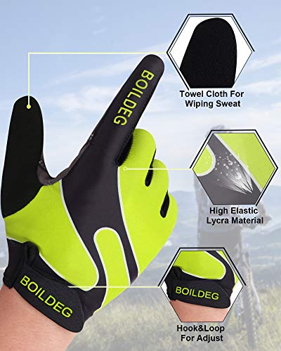 boildeg Guantes de Ciclismo Deportivos Gimnasio Guantes Unisex Guantes Gimnasio, Guantes MTB, Crossfit, Guantes con Dedos Descubiertos de Licra (Verde, M)