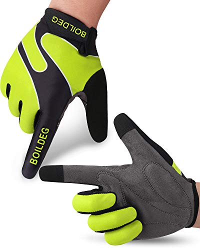 boildeg Guantes de Ciclismo Deportivos Gimnasio Guantes Unisex Guantes Gimnasio, Guantes MTB, Crossfit, Guantes con Dedos Descubiertos de Licra (Verde, M)