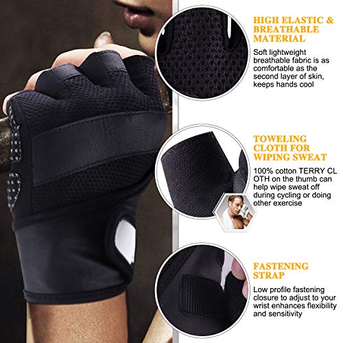 boildeg Guantes Gimnasio Hombre Mujer,Guantes Pesas Gym Guantes Fitness Transpirable con Protección Completa de Muñeca y Palma para Crossfit Levantamiento de Pesas Musculación(Black, S)