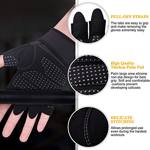 boildeg Guantes Gimnasio Hombre Mujer,Guantes Pesas Gym Guantes Fitness Transpirable con Protección Completa de Muñeca y Palma para Crossfit Levantamiento de Pesas Musculación(Black, S)