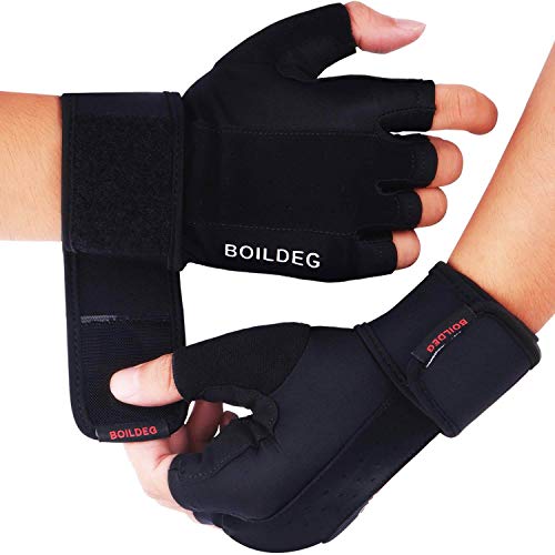 boildeg Guantes Gimnasio Hombre Mujer,Guantes Pesas Gym Guantes Fitness Transpirable con Protección Completa de Muñeca y Palma para Crossfit Levantamiento de Pesas Musculación (Negro, XL)