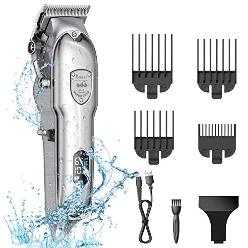 BOIROS Cortapelos para Hombres Eléctrico Máquina de Cortar Pelo Profesional Recortadora de Barba Cortar Pelo Ajustable de Acero Inoxidable Máquina de Cortar Pelo con Cable y 4 Peines Diferentes Plata