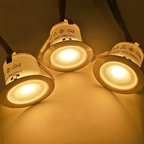 Bojim 16PCS Focos LED Empotrables de Suelo para Exterior 230V, Impermeable IP67, Blanco Cálido 3000K, Φ32mmx H23mm 0.6Watts DC 12V, Lámpara de Subterránea Para Senderos Terrazas Maderas Bojim 16PCS Focos LED Empotrables de Suelo para Exterior 230V, Impermeable IP67, Blanco Cálido 3000K, Φ32mmx H23mm 0.6Watts DC 12V, Lámpara de Subterránea Para Senderos Terrazas Maderas
