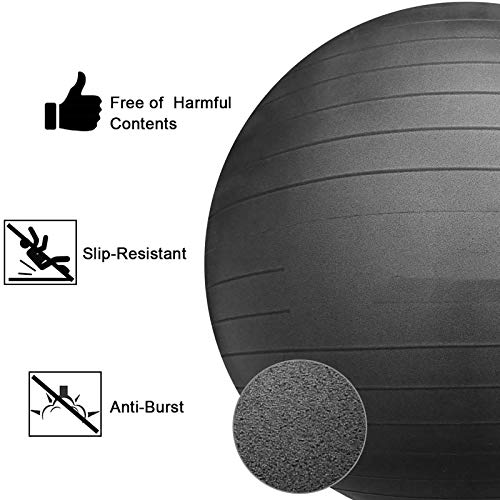 Bola gimnástica 65 cm, Bola de Yoga Anti-ráfaga, Bola de Fitness Antideslizante, Bola de Gimnasio para Pilates, Hacer Ejercicio en casa o en el Gimnasio,Azul